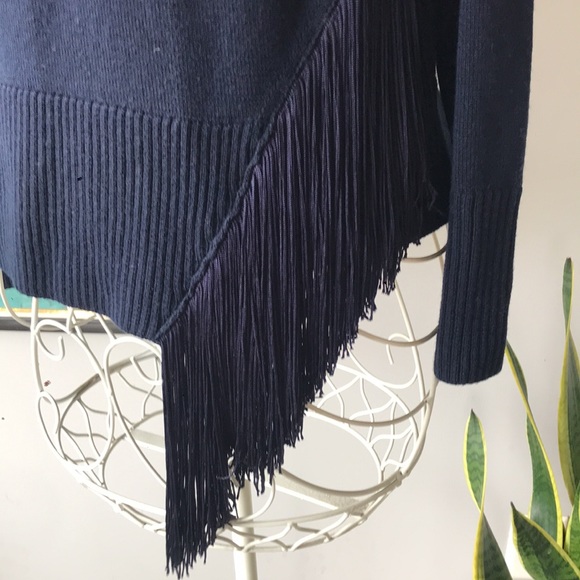 Milly Navy Sweater with Fringe Sz M - Picture 3 of 6